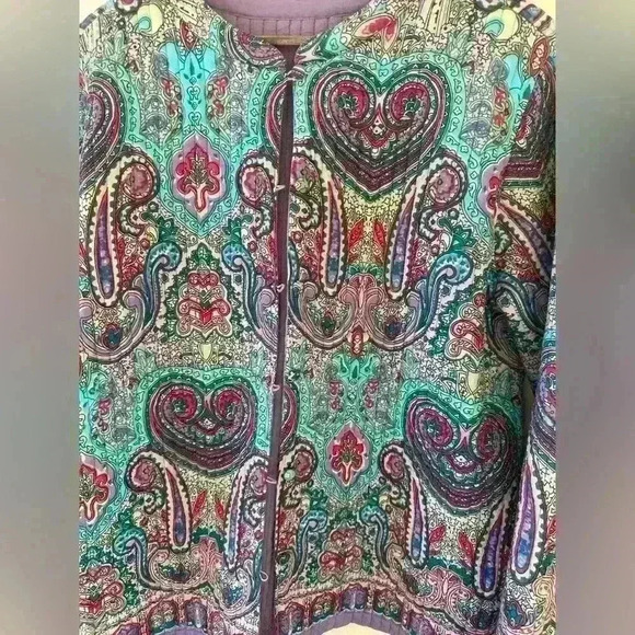 VTG Women’s Sz L Orvis Floral Reversible Quilted‎ Button Front Kimono Jacket - Picture 3 of 12